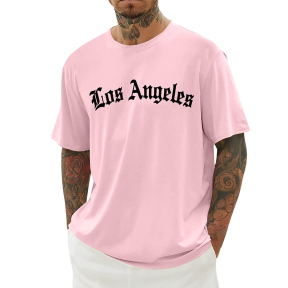 Bibifish Mens T Shirt Short Sleeve Crew Neck City Letter Print Loose Tees Street Urban Daily Casual Summer Tops