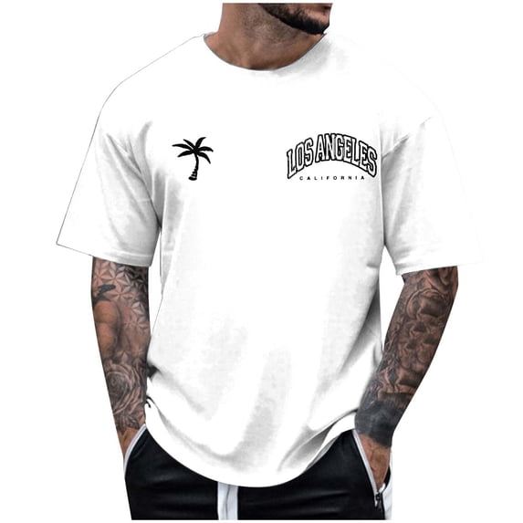 Bibifish Mens T Shirt Short Sleeve Crew Neck Color Block Print Athletic Tees Summer Casual Sports Workout Tops