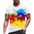 thumbnail image 1 of Bibifish Mens T Shirt Short Sleeve Crew Neck Color Splash Print Tees Loose Fit Casual Artistic Novelty Daily Wear Tops, 1 of 3