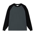 thumbnail image 1 of Bibifish Mens T-Shirts Contrast Raglan Sleeve Crew Neck Long Sleeve Plain Basic Undershirt Tees, 1 of 5