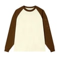 thumbnail image 1 of Bibifish Mens T-Shirts Contrast Raglan Sleeve Crew Neck Long Sleeve Plain Basic Undershirt Tees, 1 of 7