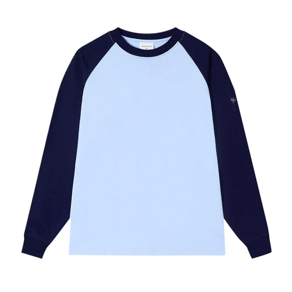 Bibifish Mens T-Shirts Contrast Raglan Sleeve Crew Neck Long Sleeve Plain Basic Undershirt Tees