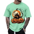 thumbnail image 1 of Bibifish Mens T-Shirts Crew Neck Jack O Lantern Print Tshirts Fall Halloween Short Sleeve Casual Tee Tops, 1 of 3