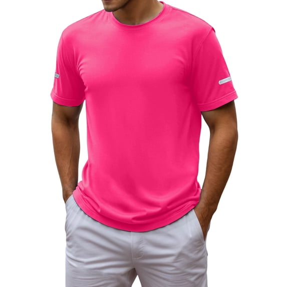 Bibifish Mens T-Shirts Curved Hem Solid Color Casual Tee Tops Crew Neck Short Sleeve Tees