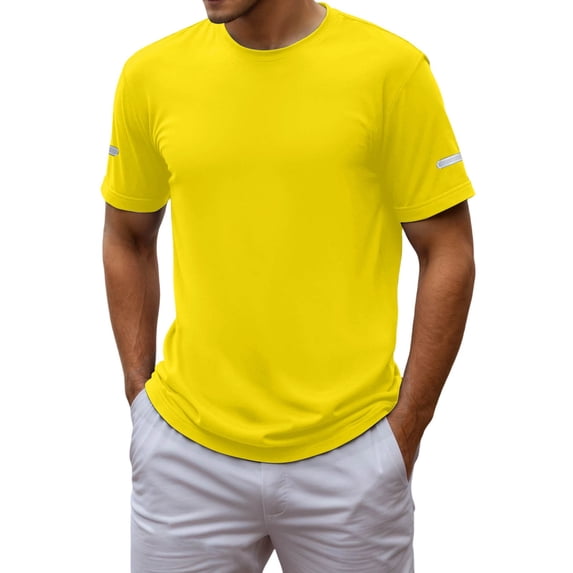 Bibifish Mens T-Shirts Curved Hem Solid Color Casual Tee Tops Crew Neck Short Sleeve Tees