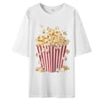 thumbnail image 1 of Bibifish Mens T-Shirts Loose Fit Crew Neck Popcorn Graphic Print Tshirts Casual Trendy Short Sleeve Daily Tee Tops, 1 of 3