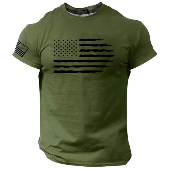 Bibifish Mens T-Shirts Minimal Flag Stripe Graphic Print Tee Tops Crew Neck Unisex Plus Size Casual Tshirts