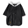 thumbnail image 1 of Bibifish Mens T-Shirts Oversize Drop Shoulder Hooded Short Sleeve Tees Loose Casual Daily Tshirts With Pocket, 1 of 2