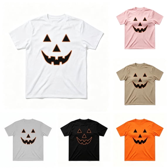 Bibifish Mens T Shirts Short Sleeve Crew Neck Outline Pumpkin Print Tees Simple Halloween Lightweight Daily Summer Tops