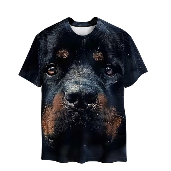 Bibifish Mens T Shirts Short Sleeve Crew Neck Rottweiler 3D Print Tees Pet Lover Novelty Street Summer Daily Tops