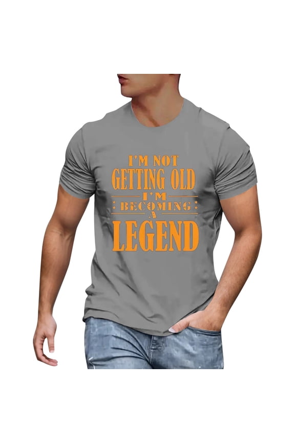 Mens T-Shirts Simple Tiny Letter Pattern Print Tee Tops Round Neck Soft Comfort Daily Tshirts