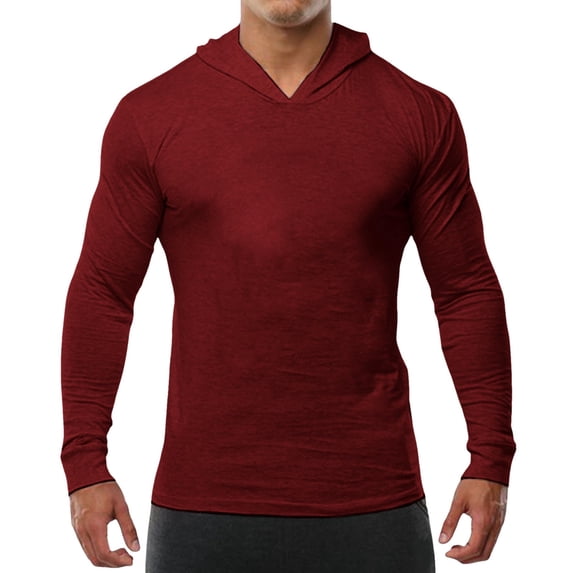 Bibifish Mens T-Shirts Solid Slim Fit Crew Neck Tee Tops Long Sleeve Close Fit Sports Tshirts