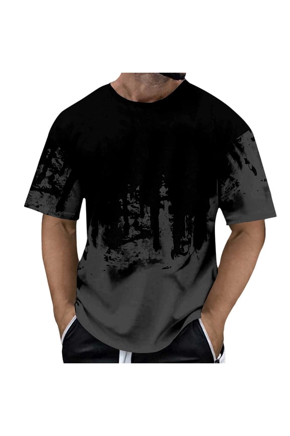 Mens Tshirts Camo Ombre Splash Ink Print Tops Loose Fit Short Sleeve Crew Neck Streetwear Hop Casual Daily Outdoor Party Wear Graphic Tees