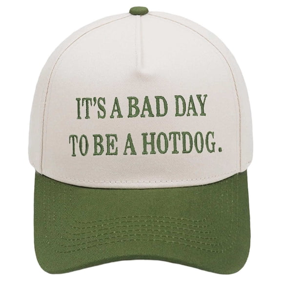Bibifish Mens Two Tone Baseball Cap "It'S A Bad Day To Be A Hot Dog" Embroidered Print Black And White Adjustable Funny Daily Hats