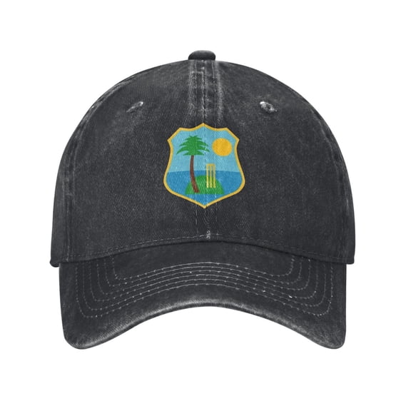 Bibifish Mens Washed Baseball Cap Cricket Team Crest Embroidery Vintage Faded Adjustable Casual Headwear