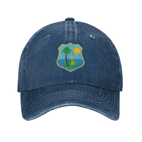 Bibifish Mens Washed Baseball Cap Cricket Team Crest Embroidery Vintage Faded Adjustable Casual Headwear