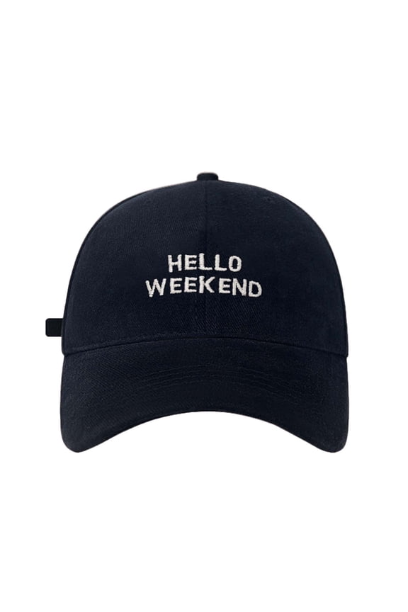 Mens Womens Baseball Cap Washed Hello Weekend Text Embroidery Dad Hat Adjustable Strap Lightweight Everyday Casual Hat