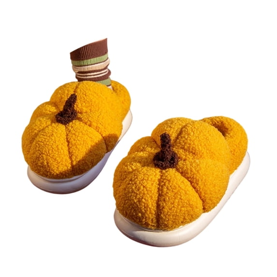 Bibifish Mens Womens Fall Winter Indoor Slippers Closed Back Solid Pumpkin Tone Slip On Slippers Fleece Lined Cozy Home Comfort Winter Slippers