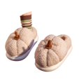 thumbnail image 1 of Bibifish Mens Womens Fall Winter Indoor Slippers Closed Back Solid Pumpkin Tone Slip On Slippers Fleece Lined Cozy Home Comfort Winter Slippers, 1 of 4