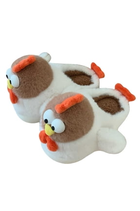 Mens Womens Fuzzy Slippers 3D Chick Animal Soft Plush Closed Toe Plush Soft Sole Slip On Non Slip Indoor Home Warm Winter Slippers