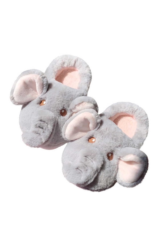 Mens Womens Fuzzy Slippers 3D Elephant Animal Soft Sole Closed Toe Plush Upper Slip On Non Slip Indoor Home Warm Winter Slippers