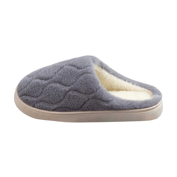 Bibifish Mens Womens Fuzzy Slippers Cute Wave Pattern Thick Sole Warm Indoor House Slippers Indoor Plush Slippers