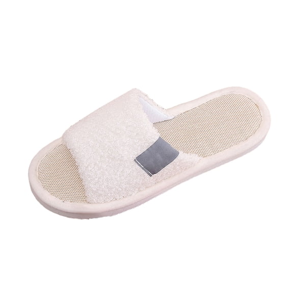 Bibifish Mens Womens Fuzzy Slippers Open Toe Open Back Terry Cloth Plush Upper Non Slip Slip On Indoor Warm Winter Slippers