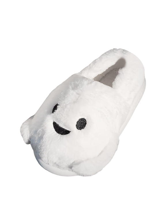 Mens Womens Plush Slippers Gothic Ghost Closed-Toe Fall Winter Indoor Warm House Shoes