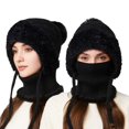 thumbnail image 1 of Bibifish One Piece Scarf Hats For Women Winter Soft Fleece Knitted Scarf Hats Cold Weather Outdoor Activities Thermal One Piece Scarf Hats, 1 of 5