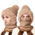 thumbnail image 1 of Bibifish Womens Scarf Hat One Piece Rib Knit Pattern Winter Warm Lined Scarf Hat Thermal Knitted One Piece Hat And Neck Warmer, 1 of 5