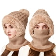 thumbnail image 1 of Bibifish Womens Scarf Hat One Piece Winter Warm Lined Scarf Hat Comfy Cold Weather Windproof Thermal Knitted Neck Warmer For Ladies, 1 of 5