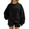 thumbnail image 1 of Bibifish Oversized Sweatshirts For Women Casual Crewneck Long Sleeve Solid Color Sweatshirts Fleece Pullover Tops Casual Fall Outfits, 1 of 4