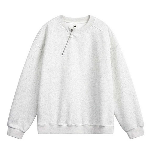 Bibifish Sweatshirts For Man Casual Fall Winter Zip Detail Sweatshirts Crewneck Long Sleeve Trendy Male Outfits