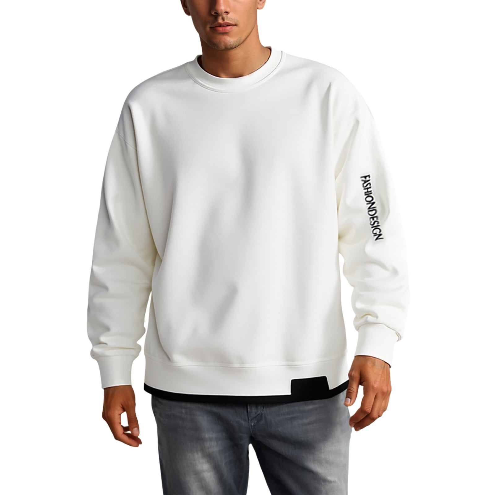 Bibifish Sweatshirts For Men Letter Print Soft Crewneck Sweatshirts ...