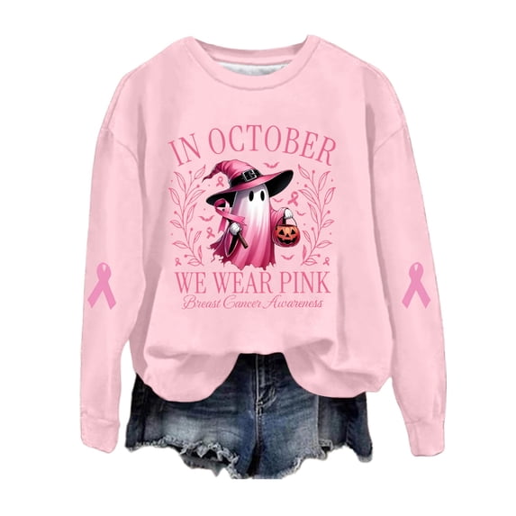 Bibifish Sweatshirts For Women Halloween Funny Spooky Graphic Casual Long Sleeve Sweatshirts Fall Oversized Crewneck Pullovers
