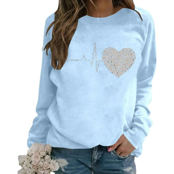 Bibifish Sweatshirts For Women Leopard Graphic Print Fall Casual Fleece Sweatshirts Crewneck Long Sleeve Trendy Pullover Tops