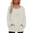 thumbnail image 1 of Bibifish Sweatshirts For Women Solid Color Fall Winter Sweatshirts Soft Comfortable Crewneck Loungewear Pullover Tops With Pocket, 1 of 4