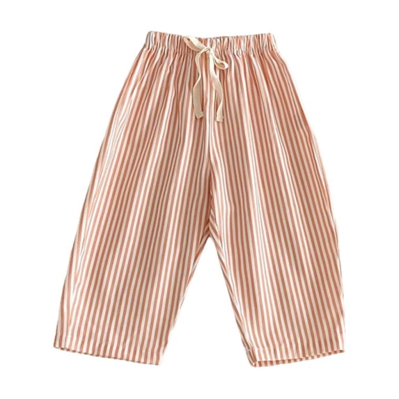 Bibifish Toddler Boys Vertical Striped Pants Elastic Waist Drawstring Loose Fit Casual Pants for kids
