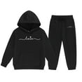 thumbnail image 1 of Bibifish Toddler Girls 2 Piece Jogger Set Black Hoodie And Matching Pants "Love" Print Soft Fleece Lined Elastic Waist Kids Wear Sweatsuit, 1 of 4