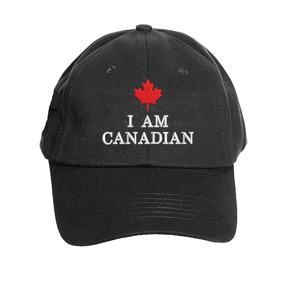 Bibifish Unisex Men Women Baseball Cap Red Maple Leaf "I AM CANADIAN" Print Baseball Cap Adjustable Strap Patriotic Outdoor Activities Sun Protection Cap