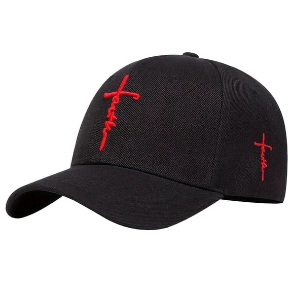 Bibifish Unisex Men Women Black Baseball Cap White Cross Embroidery Detail Baseball Cap Adjustable Strap Casual Daily Outings & Outdoor Street Style Hat