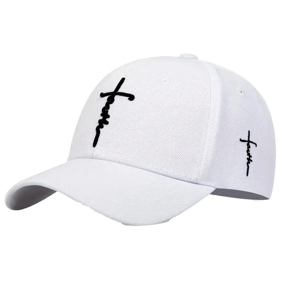 Bibifish Unisex Men Women Black Baseball Cap White Cross Embroidery Detail Baseball Cap Adjustable Strap Casual Daily Outings & Outdoor Street Style Hat