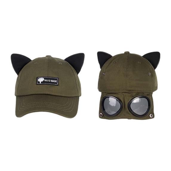 Bibifish Unisex Men Women Cat Ear Baseball Cap With Sunglasses Cotton Novelty Sun Protection Cap Adjustable Strap Casual Outdoor & Leisure Cap