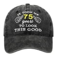 thumbnail image 1 of Bibifish Unisex Men Women Retro Style Baseball Cap 80s Letter Embroidery Adjustable Strap Vintage Distressed Casual Daily Wear & Outdoor Activities Baseball Cap, 1 of 3