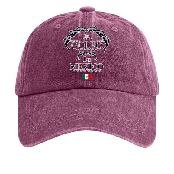 Bibifish Unisex Men Women Vintage Baseball Cap "El Golfo De Mexico" Dolphin Print Mexico Flag Cotton Adjustable Strap Casual Daily & Outdoor Cap