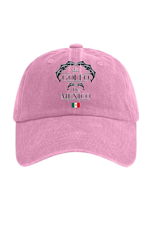 Unisex Men Women Vintage Baseball Cap "El Golfo De Mexico" Dolphin Print Mexico Flag Cotton Adjustable Strap Casual Daily & Outdoor Cap