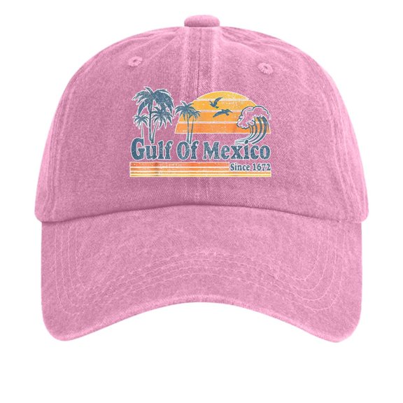 Bibifish Unisex Men Women Vintage Baseball Cap Gulf Of Mexico Sunset Print "Since 1672" Retro Style Adjustable Strap Casual Vacation & Outdoor Cap
