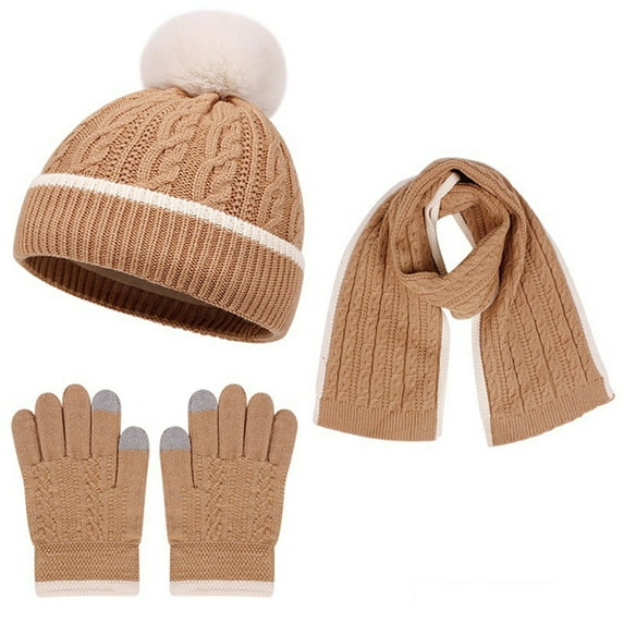 Bibifish Winter Hat Scarf Glove For Kids Warm Knitted Hat With Matching Neck Warmer And Gloves For Boys Girls Cold Weather Outdoor Activity