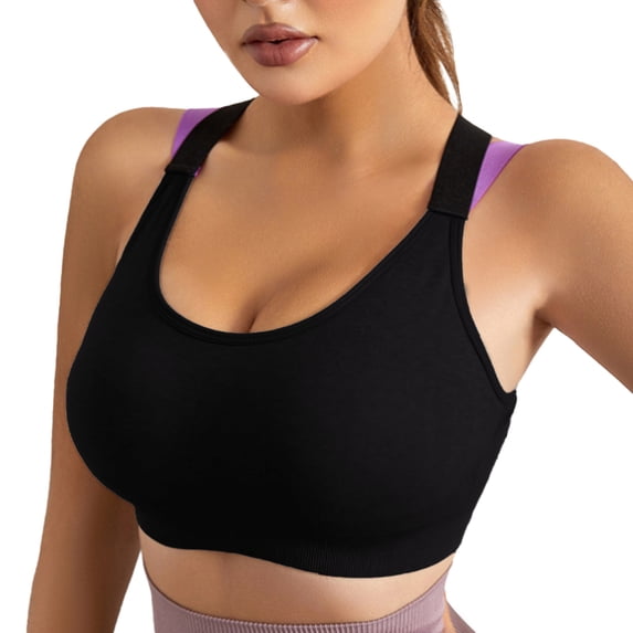 Bibifish Women Athletic Bra Strong Support Wide Strap Soft Stretchy Moisture-wicking for Fitness Exercise Practical Athletic Bra