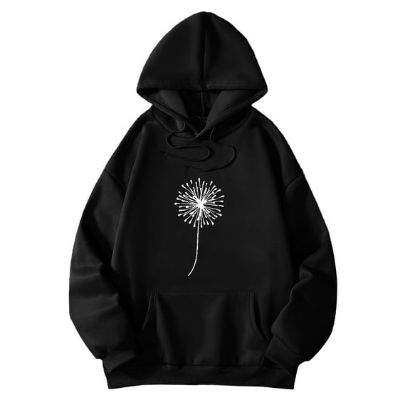 Bibifish Women Graphic Hoodies Casual Autumn Long Sleeve Pullover Tops Dandelion Print Stylish Hooded Sweatshirts For Daily Wear